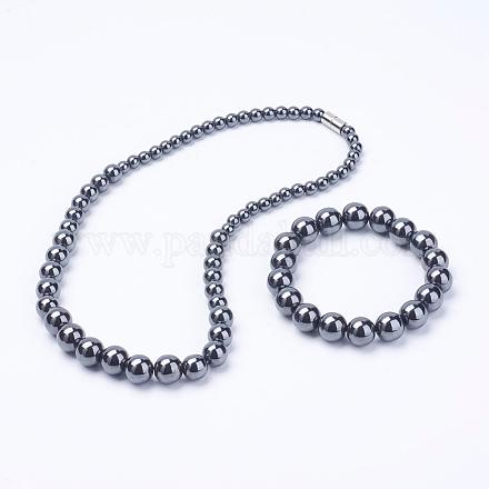 Electroplate Magnetic Synthetic Hematite Jewelry Sets SJEW-G060-03A-1