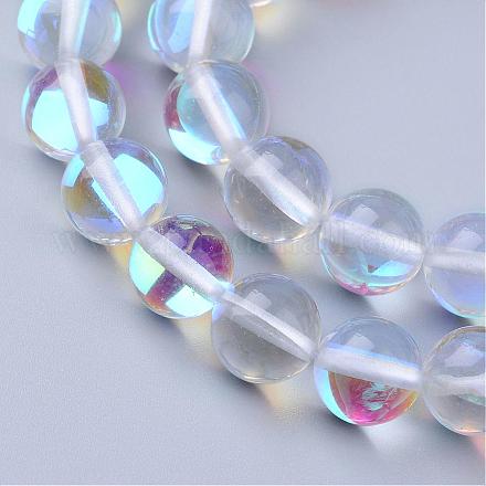 Chapelets de perles en pierre de lune synthétique G-R375-6mm-B13-1
