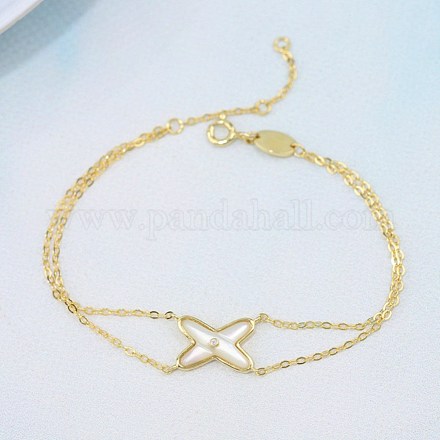 925 Sterling Silver X-shaped Link Bracelets Bracelets for Women BJEW-BB60785-A-1