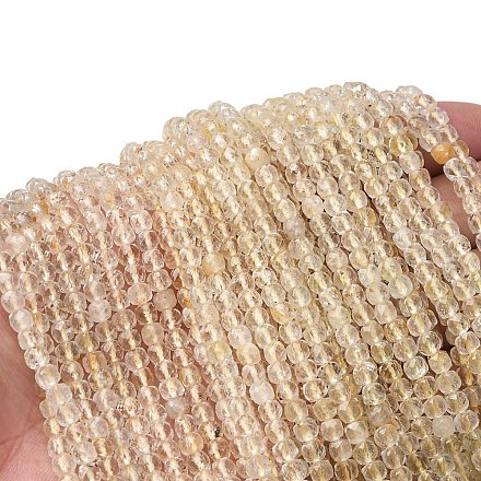 Нити бусин из натурального рутилированного кварца G-RM2025-C23-C-1