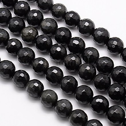 Natürlichen Obsidian Perlen Stränge X-G-G549-8mm-02-1