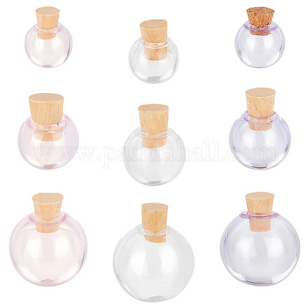 Pandahall elite 9 juegos 9 botellas de vidrio transparente estilo colgantes pequeñas botellas diy con corcho AJEW-PH0011-15-1