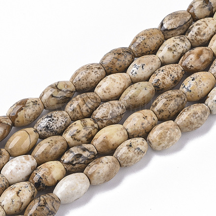 Natural Picture Jasper Beads Strands G-S364-019-1