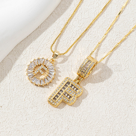 2 шт. 2 стиля латунный комплект из подвески с инициалами из прозрачного кубического циркония FS-WGBC393-06-1