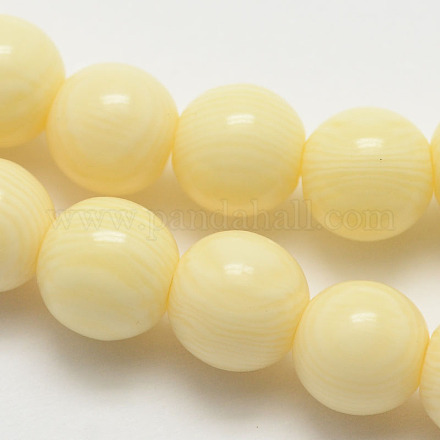 Imitation Amber Resin Round Bead Strands for Buddhist Jewelry Making RESI-E006-01-6mm-1
