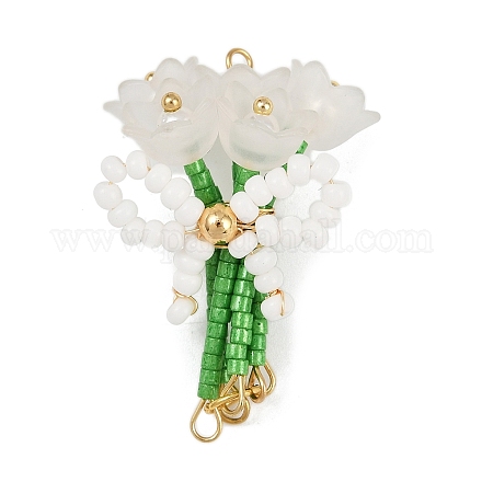 Цветок из стеклянных бусин ручной работы с подвесками-бантиками PALLOY-MZ00753-01-1