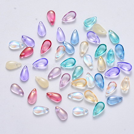Transparent Spray Painted Glass Charms GLAA-R211-07-1