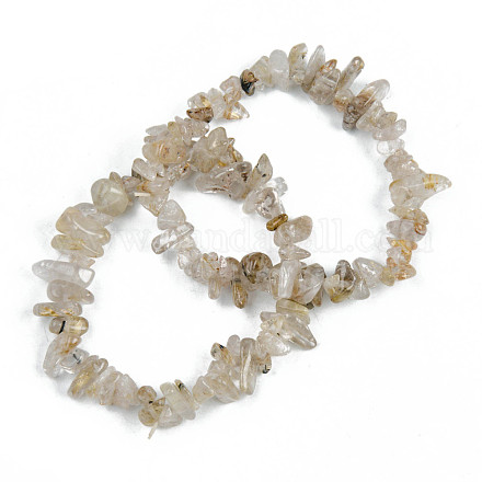 Bracelets extensibles en quartz rutile naturel BJEW-S143-15-1
