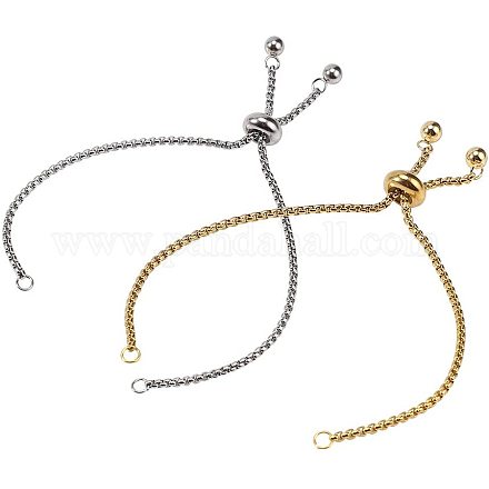PandaHall Elite 8 Strands 2 Colors 9 Inch 304 Stainless Steel Adjustable Slider Chain Bracelet Slider Extender Chains with Ball Ends for DIY Bracelet Jewelry Making STAS-PH0019-07-1