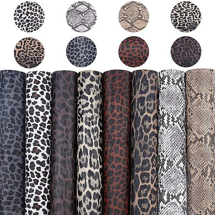 Fingerinspire 8 pièces feuille de faux cuir imprimé léopard auto-adhésif dos motif léopard en cuir synthétique pour boucle d'oreille accessoires de cheveux bricolage artisanat faisant DIY-FG0001-29-1