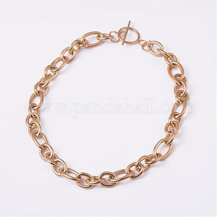 304 Stainless Steel Figaro Chain Necklaces NJEW-L443-09-1