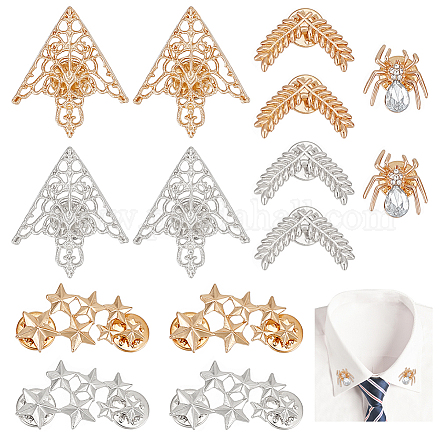 Pandahall elite 14 pièces 7 style étoile & fleur & blé & araignée alliage broche épingles avec cristal strass JEWB-PH0001-29-1