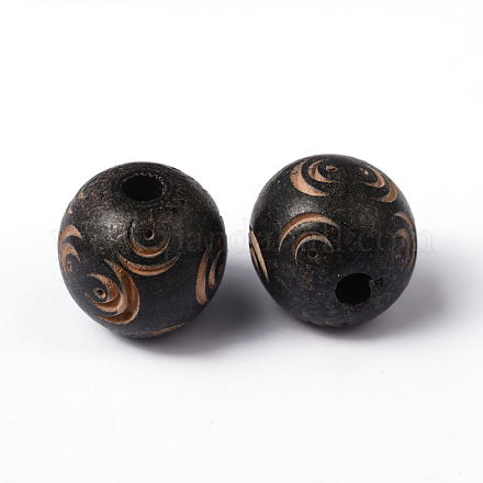 Round Carved Wood Beads X-WOOD-Q012-08-LF-1