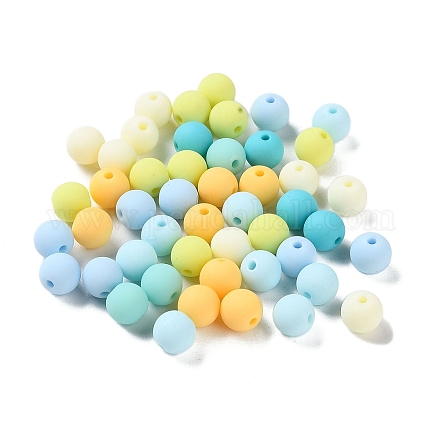 Rubberized Style Imitated Silicone Acrylic Beads MACR-D029-01J-1