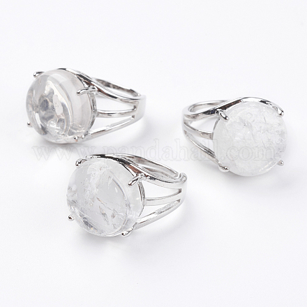 Anillos de dedo de cristal de cuarzo natural ajustable RJEW-F075-01G-1