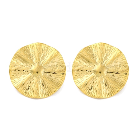 Ионное покрытие (ip) 304 нержавеющая сталь текстурированная плоская круглая с солнечными серьгами-гвоздиками EJEW-D281-25G-1