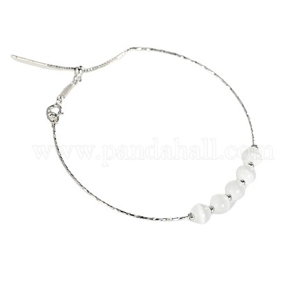 Round Cat Eye Beaded Bracelet for Teen Girl Women BJEW-BB43456-A-1