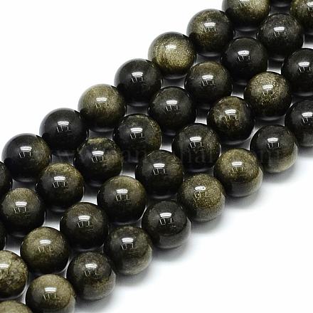 Chapelets de perles en obsidienne dorée naturelle G-S150-20-6mm-1