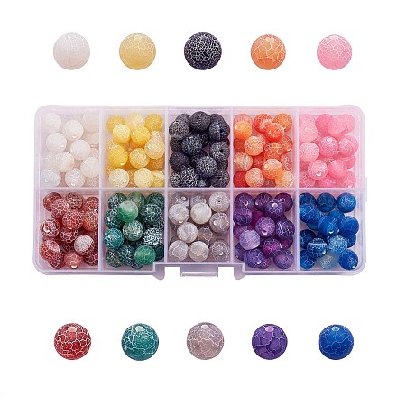200 pièces 10 couleurs naturelles altérées et craquelées perles d'agate brins G-CJ0001-54-1