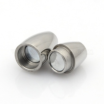 304 Stainless Steel Smooth Surface Magnetic Clasps with Glue-in Ends Fit 4mm Cords STAS-O042-11-1