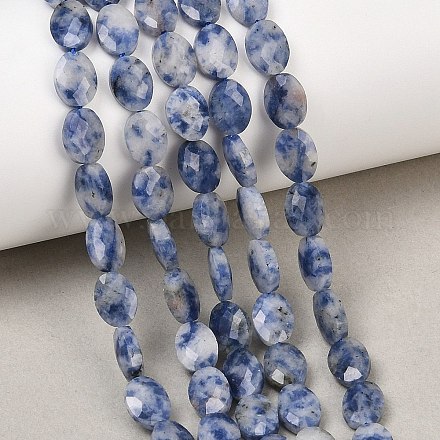 天然ブルースポットジャスパービーズ連売り 多面カット フラット