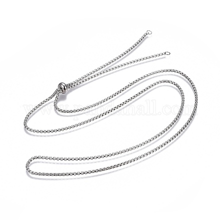 Adjustable 304 Stainless Steel Slider Necklaces MAK-L026-05B-P-1