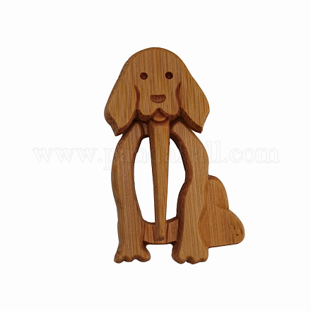 木製アニマル柄ブローチピン  ショールセーターピン  スカーフピン  女性のギフトブローチ  犬  3~13mm PW-WG83324-04-1