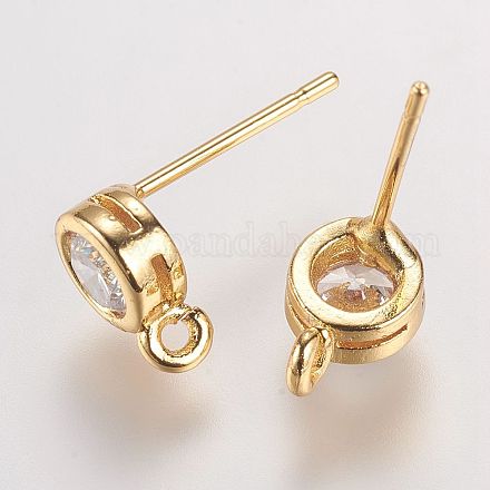 Accessoires de clous d'oreilles en laiton avec zircone cubique X-KK-P085-06G-NR-1
