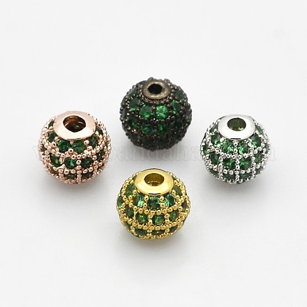 Perline rotonde in zirconia cubica di colore verde lime aaa micro pavé in ottone cz KK-O065-6mm-06-NR-1