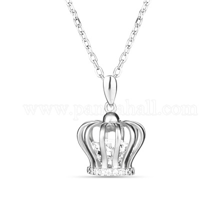 TINYSAND Sterling Silver Crown Cubic Zirconia Pendant TS-N312-P-1
