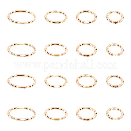 合金プッシュ式リングカン  楕円形のリング  プッシュゲートスナップキーホルダークラスプのパーツ  ゴールドカラー  16個/箱 PALLOY-CA0001-26-1