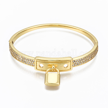 Brass Micro Pave Cubic Zirconia Bangles BJEW-T018-04G-02-NF-1