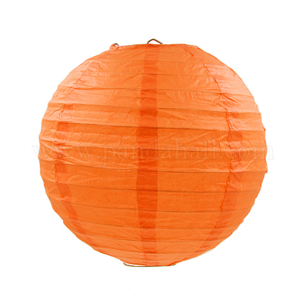 ペーパーランタン紙提灯  ラウンド  ダークオレンジ  25cm AJEW-WH0004-25cm-05-1