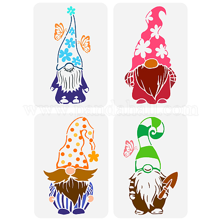 Garden Gnomes Dwarf Pattern Design Glass Etching Stencils Reusable