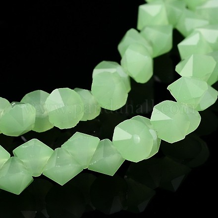 Forme de diamant chapelets de perles de jade imitation de verre EGLA-J059-J04-1