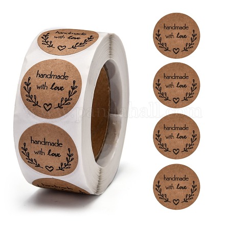 Self-Adhesive Kraft Paper Gift Tag Stickers DIY-G013-A20-1