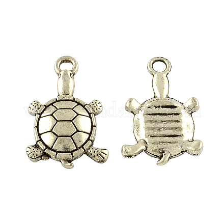 De style tibétain pendentifs alliage de tortue TIBEP-Q043-210-RS-1