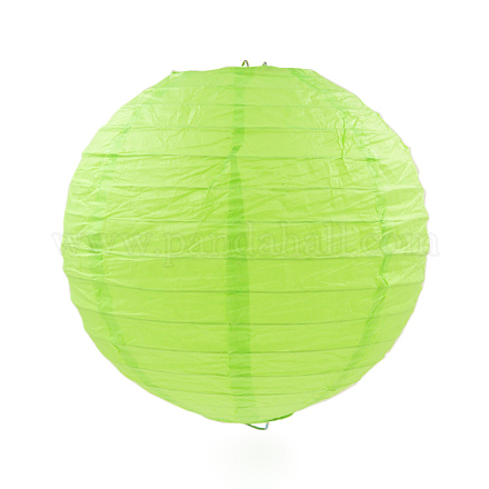 ペーパーランタン紙提灯  ラウンド  緑黄  25cm AJEW-WH0004-25cm-06-1