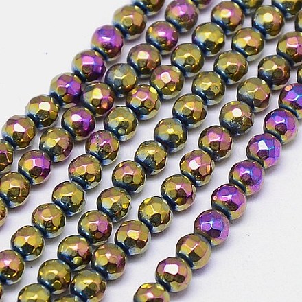 Electroplate Natural Pyrite Round Beads Strands G-L041-4mm-02-1