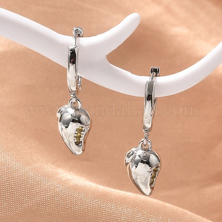 Латунные кубических серьги циркония обруч EJEW-Q015-01P-F-1