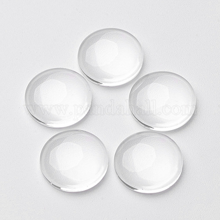 14 mm demi dos rond et plat de cabochons de verre transparent X-GGLA-G004-1