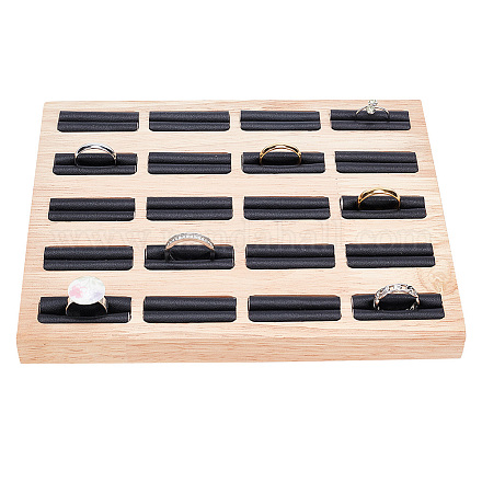 20-Slot Wood Ring Display Tray Stands RDIS-WH0033-24-1