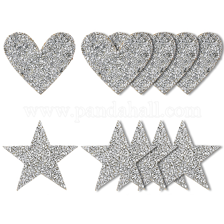Hobbiesay 16 pièce de 2 styles d'appliques perlées en forme d'étoile et de cœur PATC-HY0001-03-1