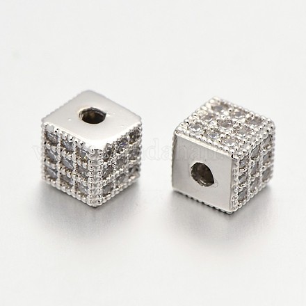 Micro en laiton à la mode ouvrent perles cube de zircone cubique ZIRC-J009-01P-1