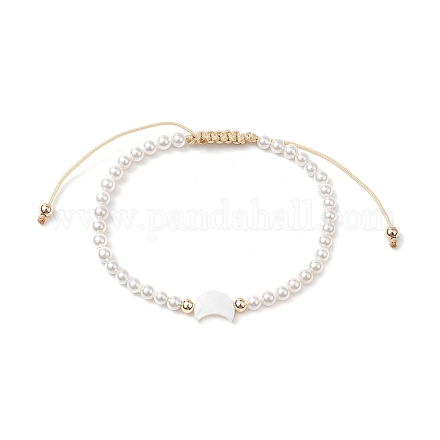 Браслеты из плетеных бусин из ракушек и жемчуга BJEW-JB11479-01-1