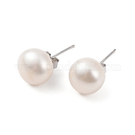 Boucles d'oreilles à perles rondes en perles naturelles EJEW-E298-01F-01P-1