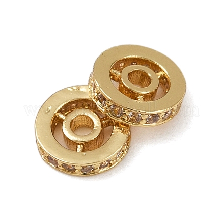 Плоские круглые латунные микропаве прозрачные кубические циркониевые бусины KK-R224-13G-02-1