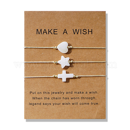 3 комплект классических браслетов из бисера в виде ракушек с крестом OO2618-1