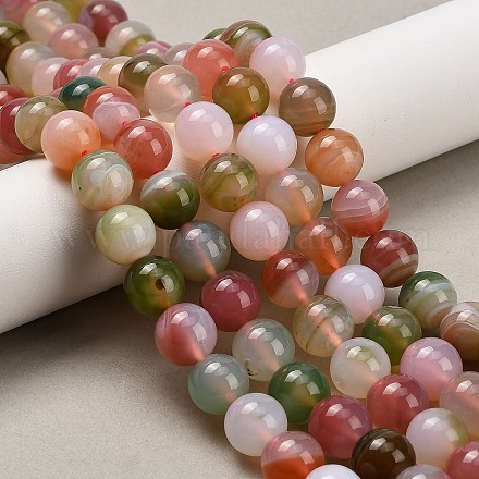 Нити из натуральных бусин агата янь-юань G-F814-A02-10mm-1