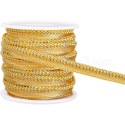 BENECREAT 10 Yard Metalic Gold Cord-edge Piping Trim 3/8 inch Inch Gold Flat Filigree Ribbon Braid for Dress Costume Sewing OCOR-BC0002-16B-1